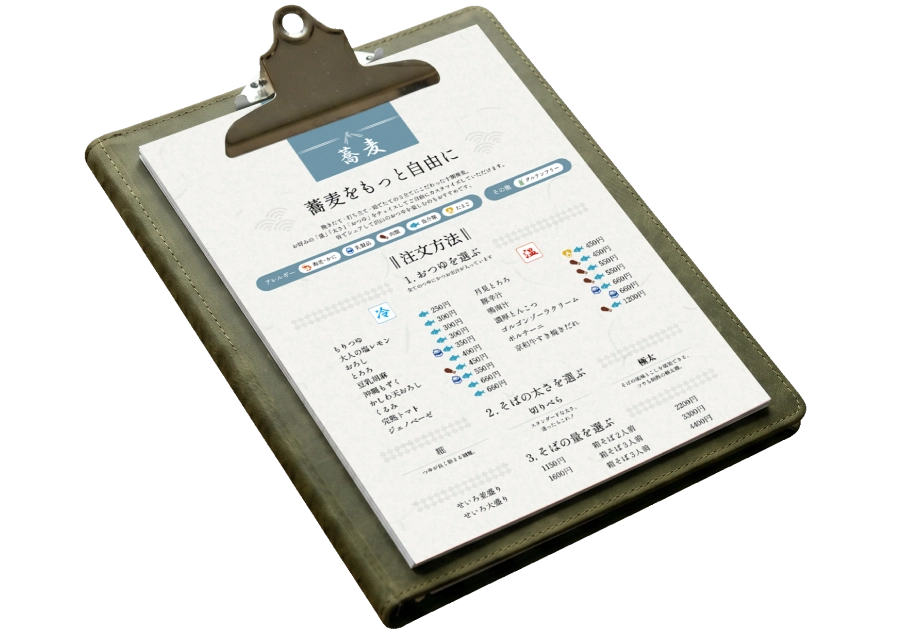 莉々庵 夏のメニュー表のモックアップ