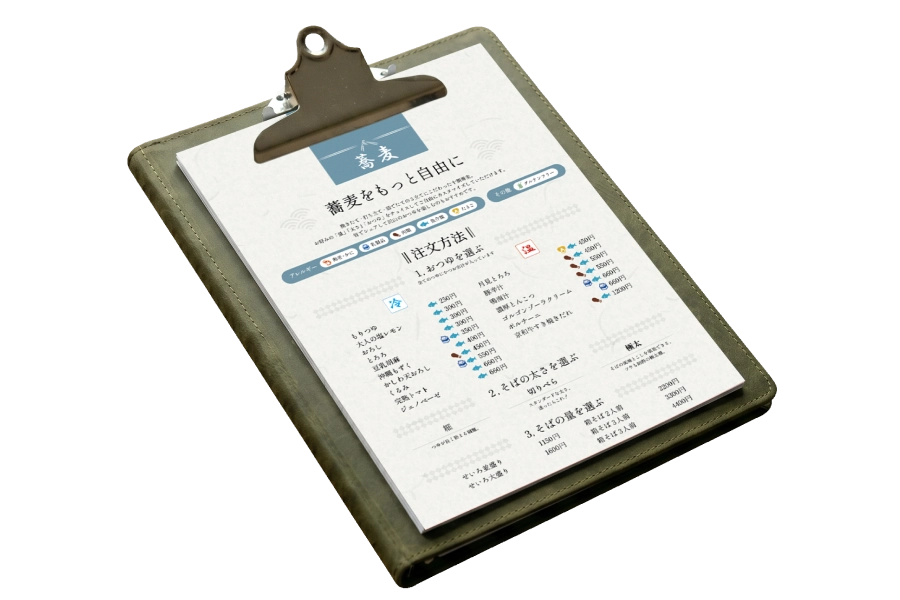 莉々庵 夏のメニュー表のモックアップ
